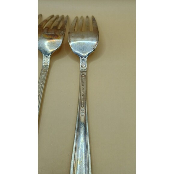 Vntg HOLMES & EDWARDS IS Danish Princess Inlaid Silver Plate -Dinner Forks 3 Pcs - Picture 6 of 6